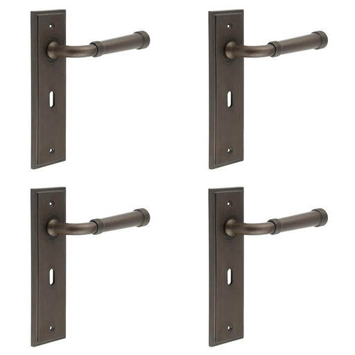 PACK Elegant Dark Bronze Door Handle Lock Backplate Luxury Homes Solid Brass Interior Handle