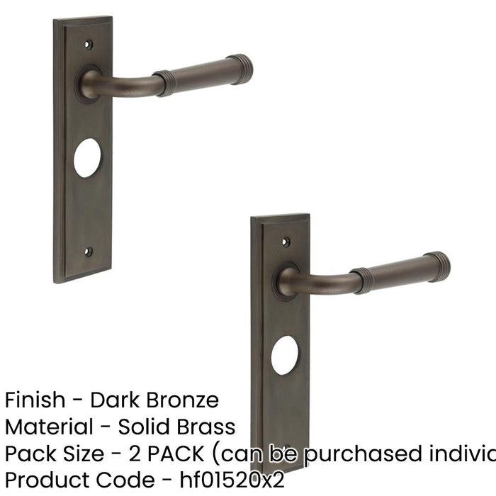 PACK Luxury Dark Bronze Bathroom Door Handle with Backplate Solid Brass Interior Handle (2)-1