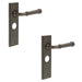 PACK Luxury Dark Bronze Bathroom Door Handle with Backplate Solid Brass Interior Handle (2)