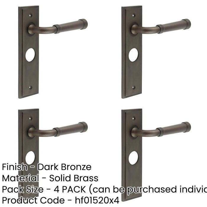 PACK Luxury Dark Bronze Bathroom Door Handle with Backplate Solid Brass Interior Handle-1