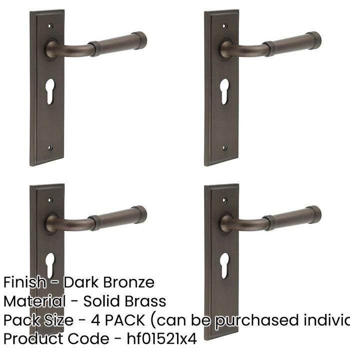 PACK Elegant Dark Bronze Euro Backplate Door Handle Luxury Homes Solid Brass Interior Handle-1