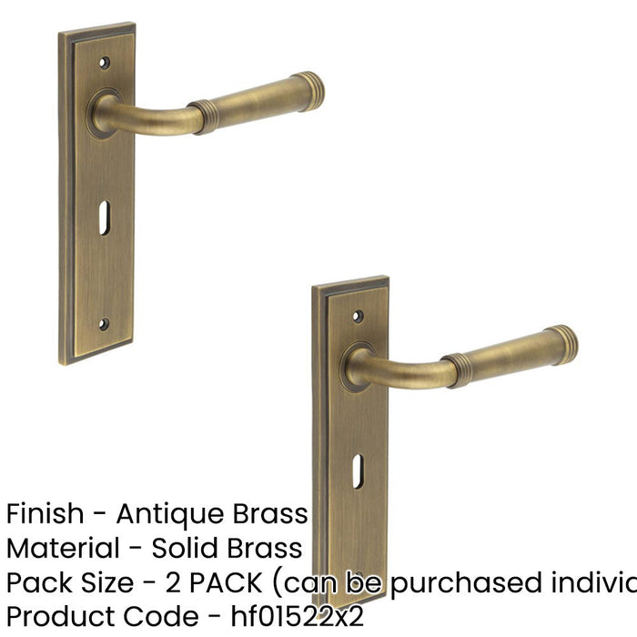 PACK Antique Brass Door Handle Lock Backplate Elegant Home Decor Solid Brass Interior Handle (3)-1