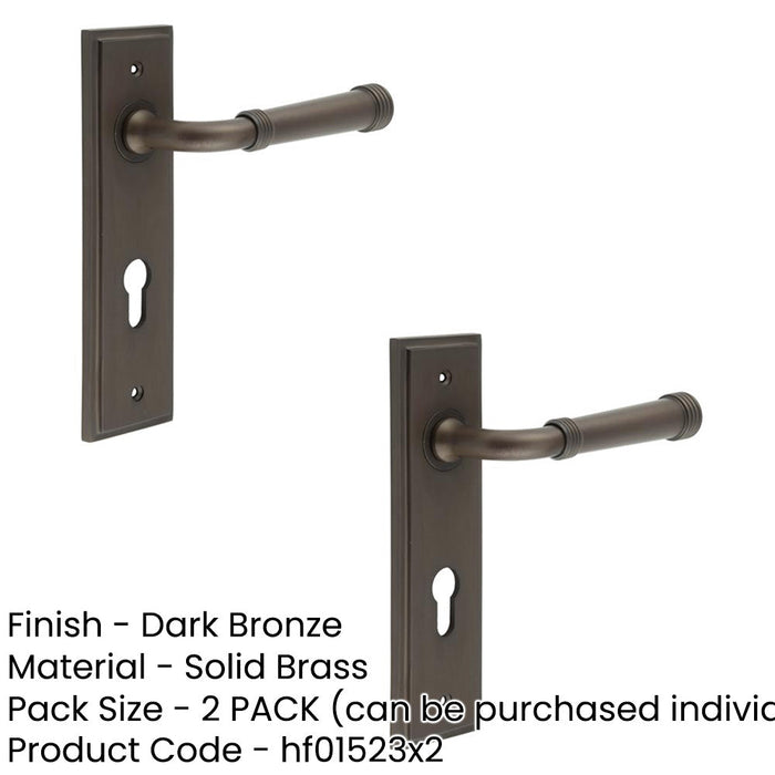 PACK Elegant Dark Bronze Door Handle with Euro Backplate Luxurious Home Decor Solid Brass Interior Handle (1)-1