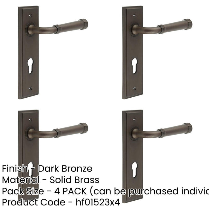 PACK Elegant Dark Bronze Door Handle with Euro Backplate Luxurious Home Decor Solid Brass Interior Handle-1