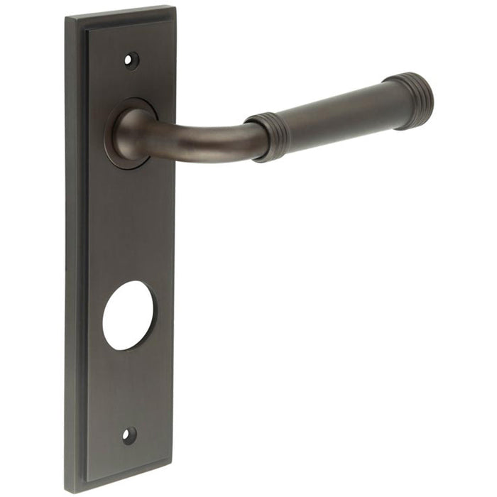 Elegant Dark Bronze Bathroom Door Handle with Backplate Solid Brass Interior Handle (1)