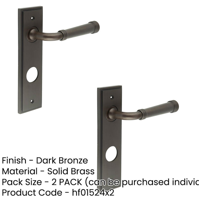 PACK Elegant Dark Bronze Bathroom Door Handle with Backplate Solid Brass Interior Handle (3)-1