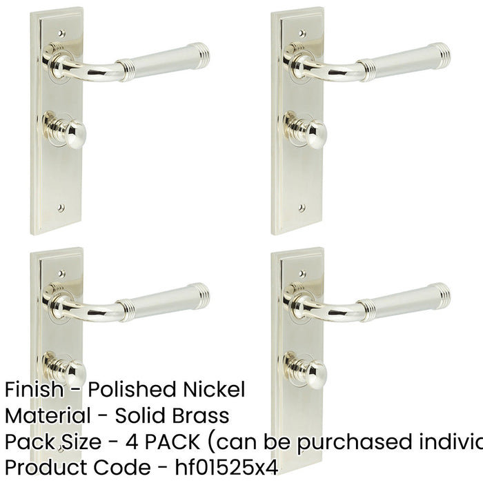 PACK Elegant Polished Nickel Bathroom Door Handle with Backplate Turn Release Solid Brass Interior Handle (2)-1