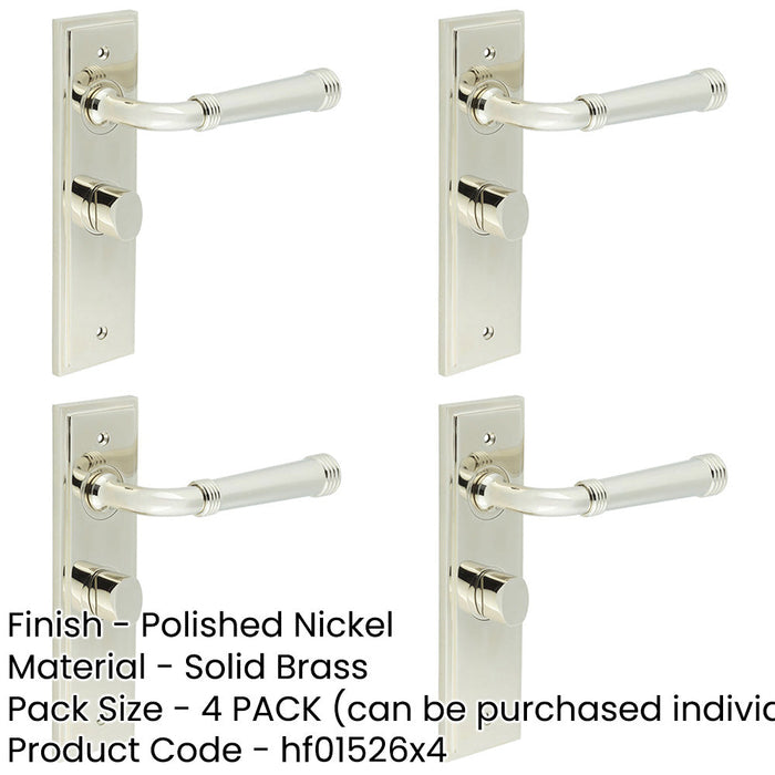 PACK Polished Nickel Bathroom Door Handle with Backplate Turn Release Solid Brass Interior Handle (14)-1