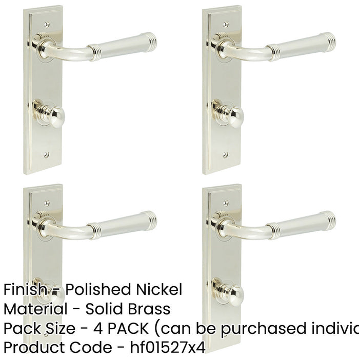 PACK Elegant Polished Nickel Door Handle with Backplate Bathrooms Solid Brass Interior Handle (2)-1