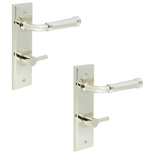 PACK Polished Nickel Bathroom Door Handle with Backplate Turn Release Solid Brass Interior Handle (34)