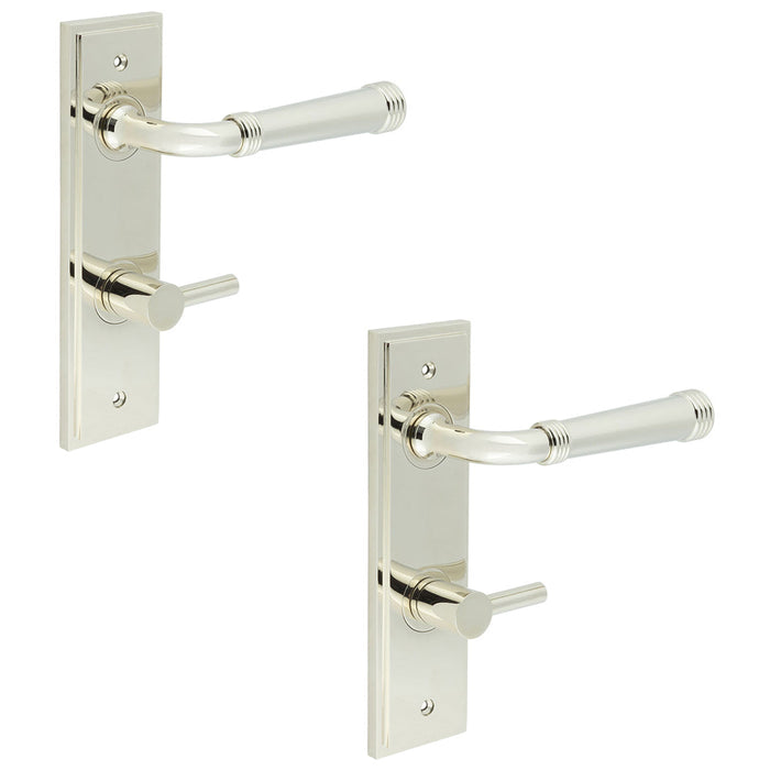 PACK Polished Nickel Bathroom Door Handle with Backplate Turn Release Solid Brass Interior Handle (34)