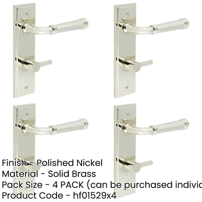 PACK Polished Nickel Bathroom Door Handle with Backplate Turn Release Solid Brass Interior Handle (16)-1