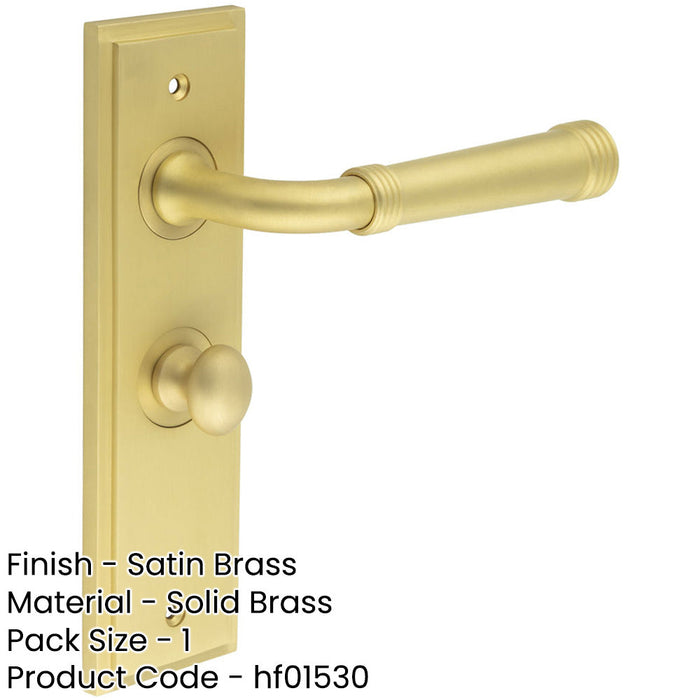 Elegant Satin Brass Bathroom Door Handle with Backplate Turn Release Solid Brass Interior Handle (4)-1