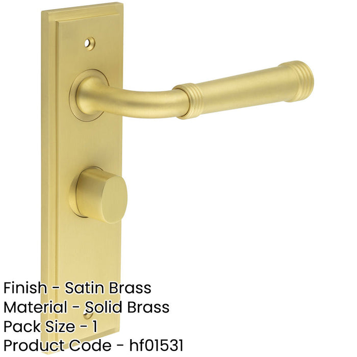 Satin Brass Bathroom Door Handle with Backplate Turn Release Solid Brass Interior Handle (5)-1