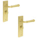 PACK Satin Brass Bathroom Door Handle with Backplate Turn Release Solid Brass Interior Handle (14)