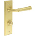 Satin Brass Door Handle with Backplate Bathrooms Turn Release Mechanism Solid Brass Interior Handle