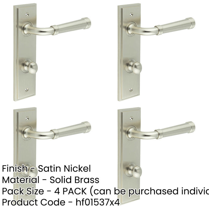 PACK Satin Nickel Door Handle with Backplate Bathrooms Elegant Durable Design Solid Brass Interior Handle-1