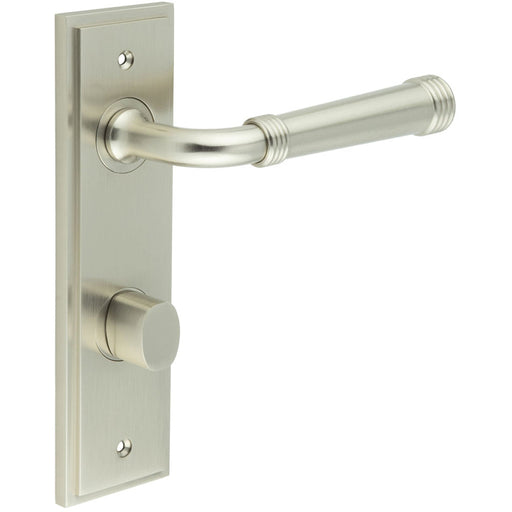 Satin Nickel Bathroom Door Handle with Backplate Turn Release Solid Brass Interior Handle (11)