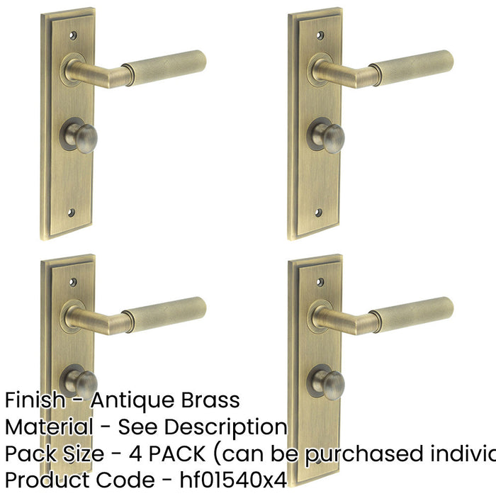 PACK Antique Brass Bathroom Door Handle with Backplate Turn Release Solid Brass Interior Handle (5)-1