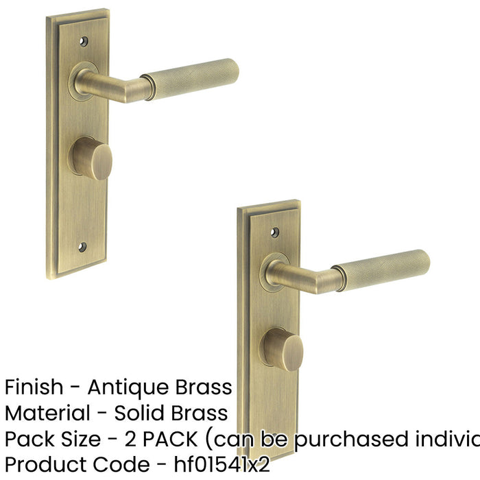 PACK Antique Brass Bathroom Door Handle with Backplate Turn Release Solid Brass Interior Handle (13)-1