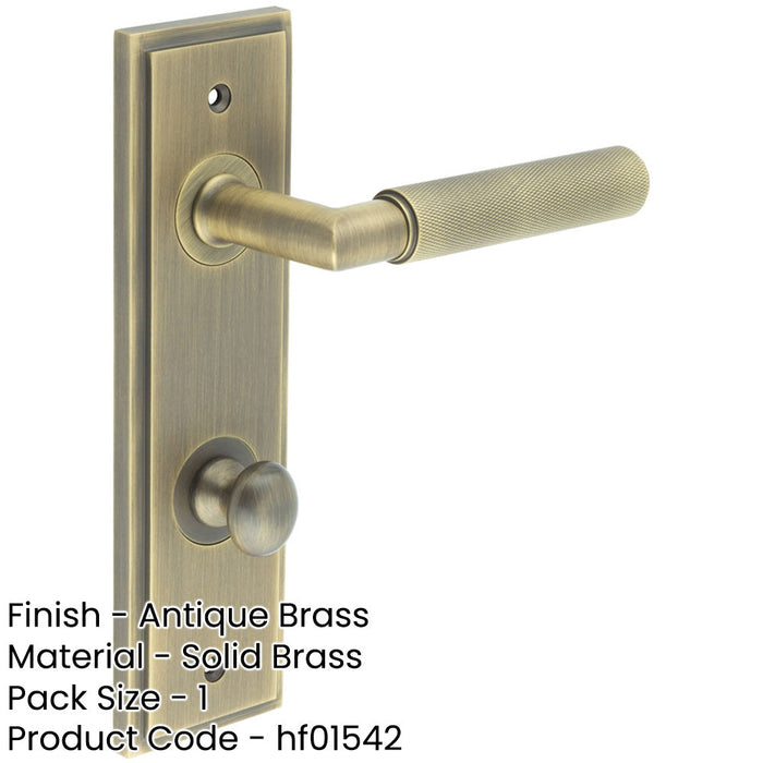 Antique Brass Bathroom Backplate Door Handle with Turn Release Solid Brass Interior Handle-1