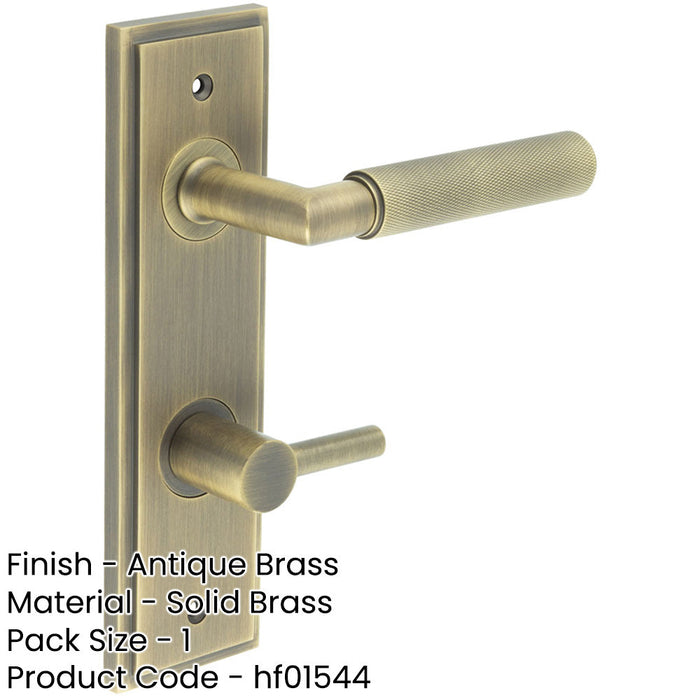 Antique Brass Door Handle with Backplate Turn Release Bathrooms Solid Brass Interior Handle-1