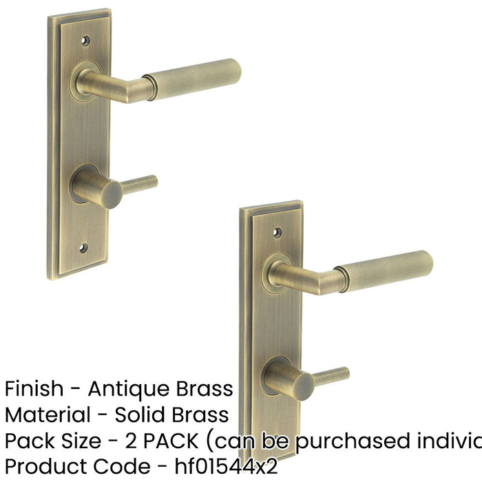 PACK Antique Brass Door Handle with Backplate Turn Release Bathrooms Solid Brass Interior Handle (1)-1