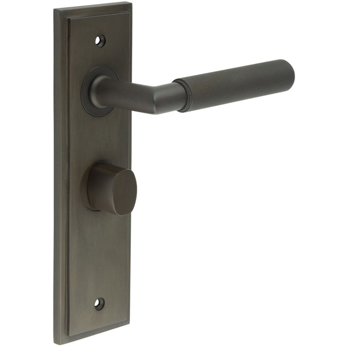 Elegant Dark Bronze Bathroom Door Handle with Turn Release Feature Solid Brass Interior Handle