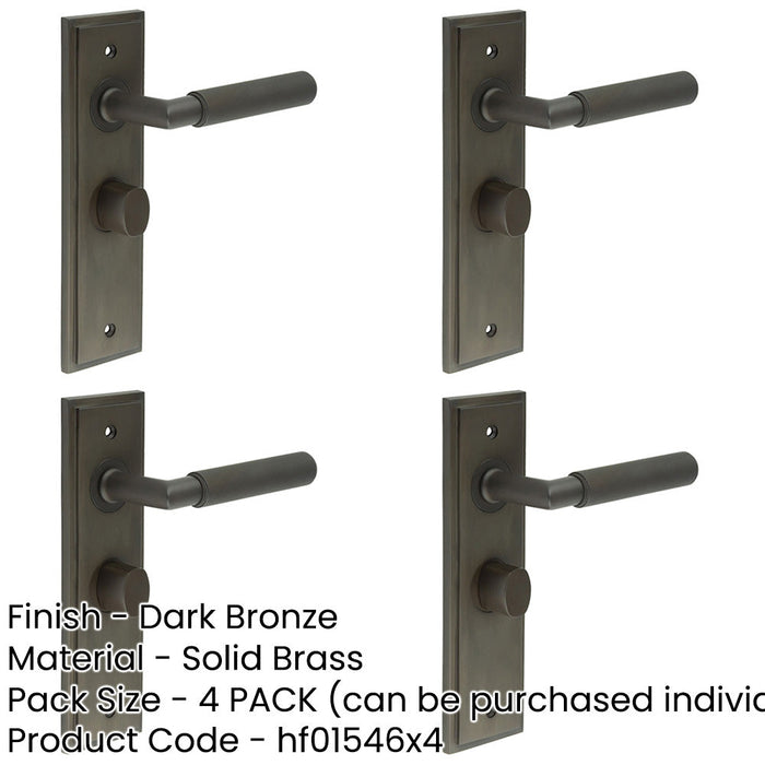 PACK Elegant Dark Bronze Bathroom Door Handle with Turn Release Feature Solid Brass Interior Handle-1