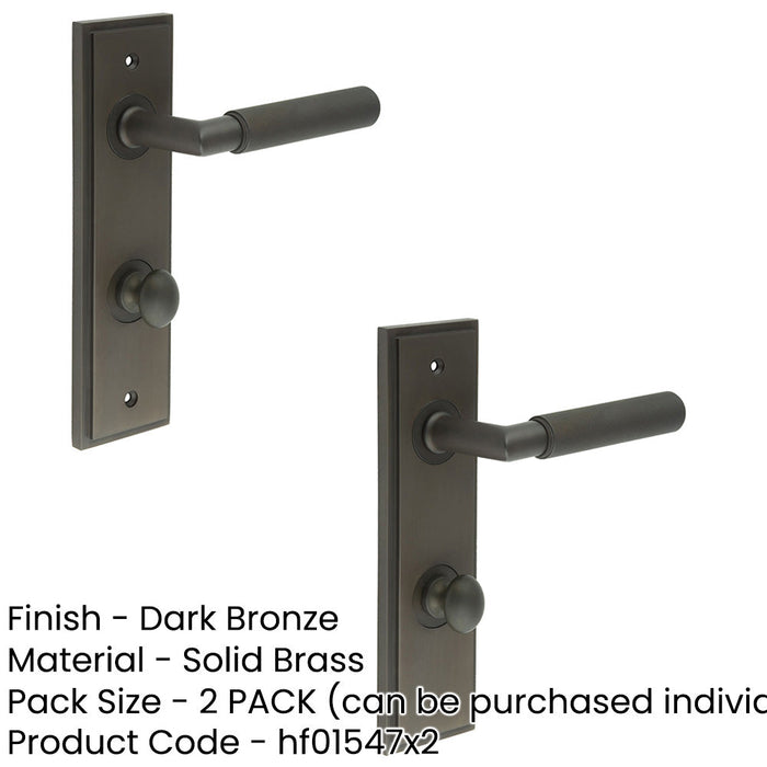 PACK Elegant Dark Bronze Door Handle with Backplate Bathrooms Solid Brass Interior Handle (19)-1