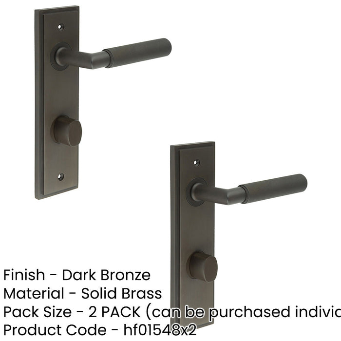 PACK Elegant Dark Bronze Bathroom Door Handle with Backplate Turn Release Solid Brass Interior Handle (21)-1