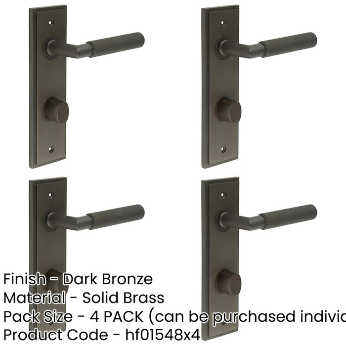 PACK Elegant Dark Bronze Bathroom Door Handle with Backplate Turn Release Solid Brass Interior Handle (10)-1