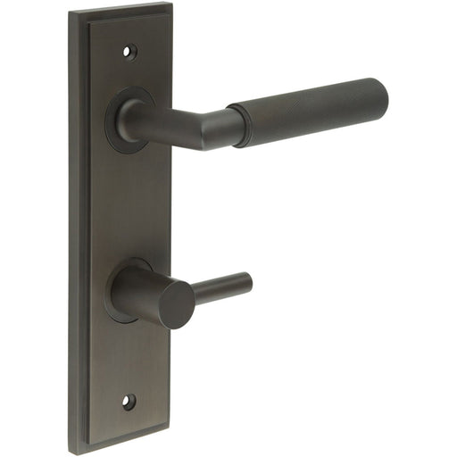 Luxury Dark Bronze Bathroom Door Handle with Backplate Turn Release Solid Brass Interior Handle