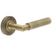 Luxury Antique Brass Door Handle Plain Rose with Knurled Detailing Solid Brass Interior Handle
