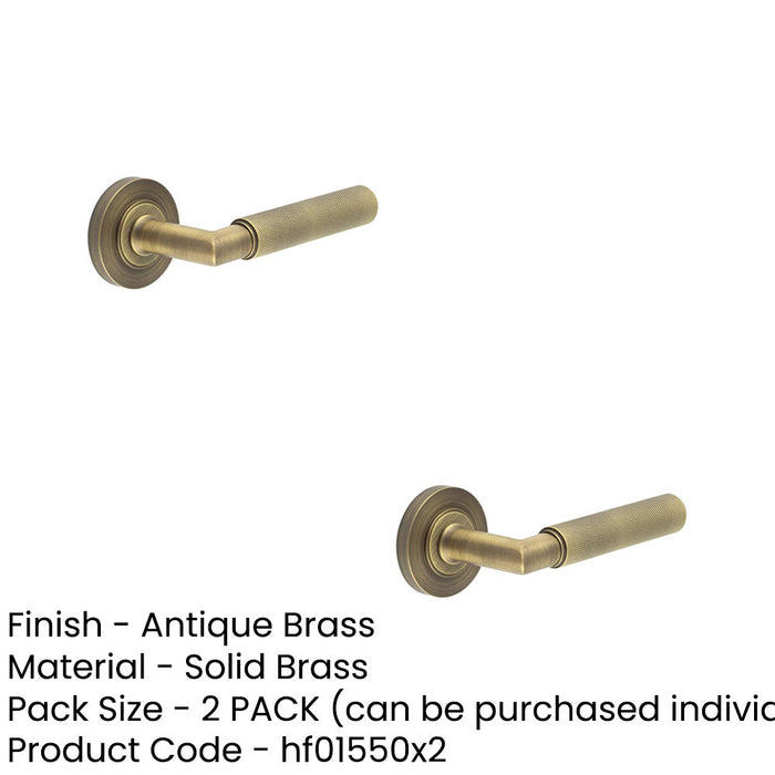 PACK Luxury Antique Brass Door Handle Plain Rose with Knurled Detailing Solid Brass Interior Handle (1)-1