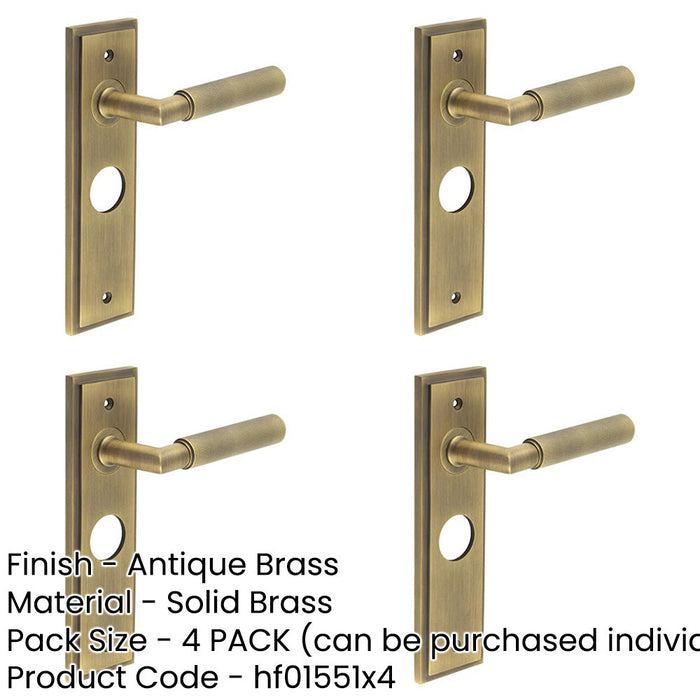 PACK Antique Brass Bathroom Door Handle with Backplate Solid Brass Interior Handle-1