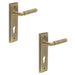 PACK Antique Brass Euro Backplate Door Handle with Diamond Knurling Solid Brass Interior Handle (1)