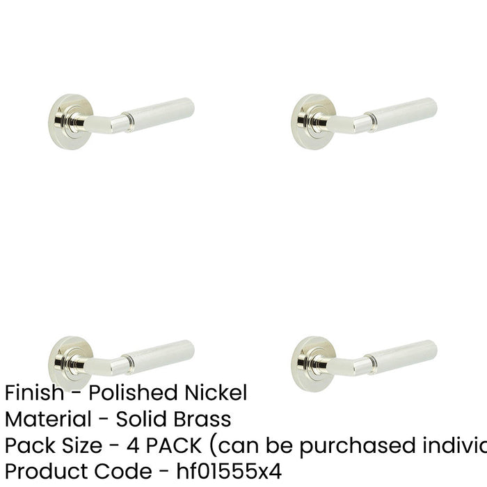 PACK Luxury Polished Nickel Door Handle Plain Rose Solid Brass Interior Handle-1