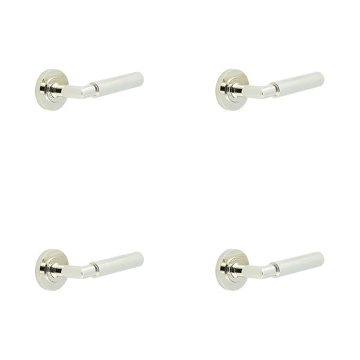 PACK Luxury Polished Nickel Door Handle Plain Rose Solid Brass Interior Handle