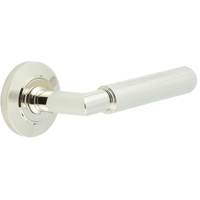 Luxury Polished Nickel Door Handle Chamfered Rose Solid Brass Interior Handle (1)