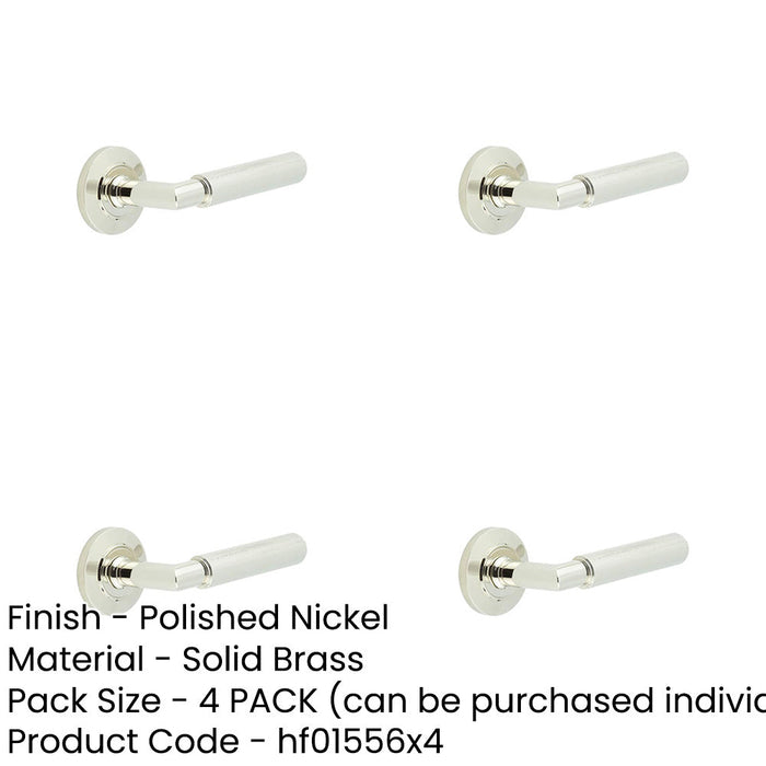 PACK Luxury Polished Nickel Door Handle Chamfered Rose Solid Brass Interior Handle (1)-1