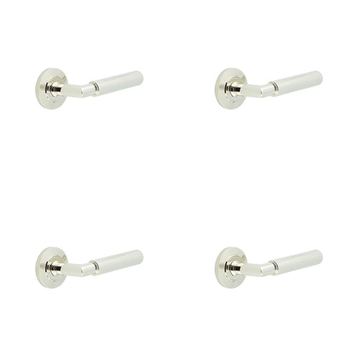 PACK Luxury Polished Nickel Door Handle Chamfered Rose Solid Brass Interior Handle (1)