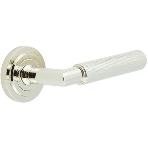 Stylish Polished Nickel Door Handle Stepped Rose Solid Brass Interior Handle