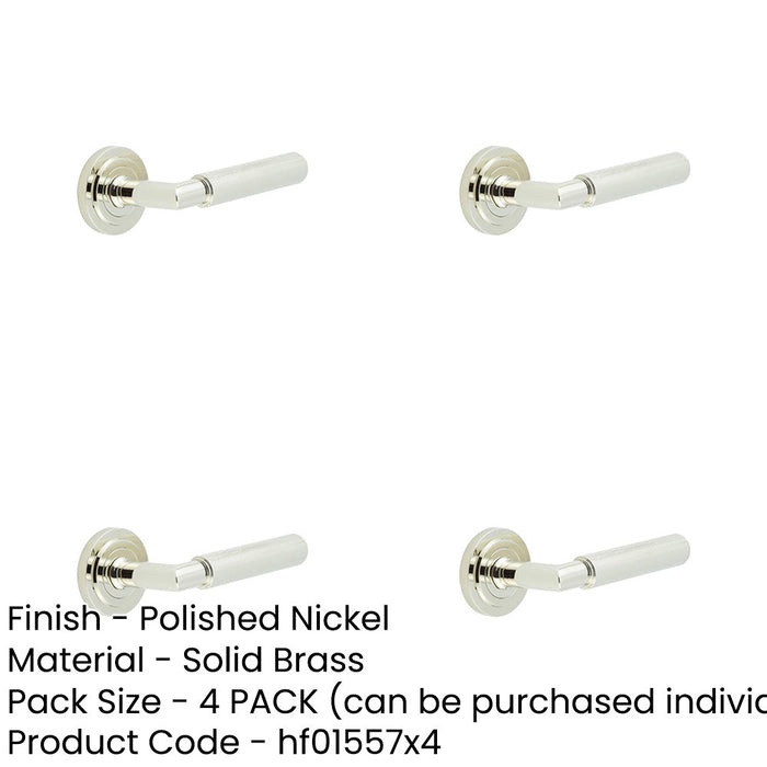 PACK Stylish Polished Nickel Door Handle Stepped Rose Solid Brass Interior Handle-1