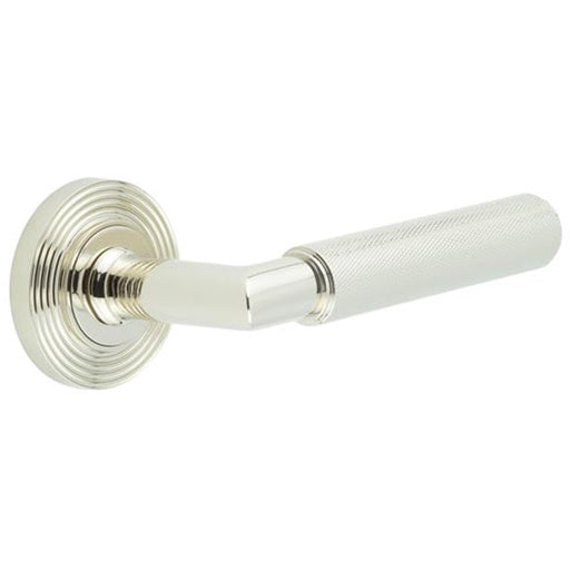 Polished Nickel Door Handle Reeded Rose Luxury Interiors Solid Brass Interior Handle