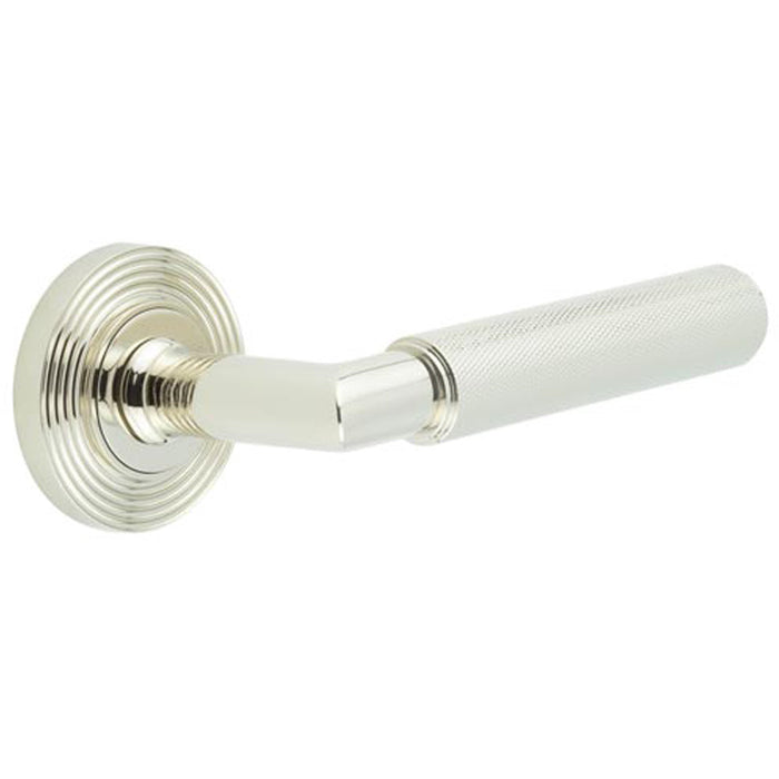 Polished Nickel Door Handle Reeded Rose Luxury Interiors Solid Brass Interior Handle