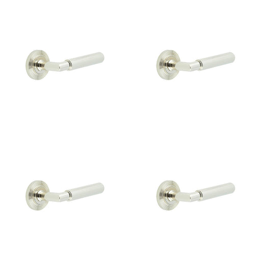 PACK Polished Nickel Door Handle Reeded Rose Luxury Interiors Solid Brass Interior Handle
