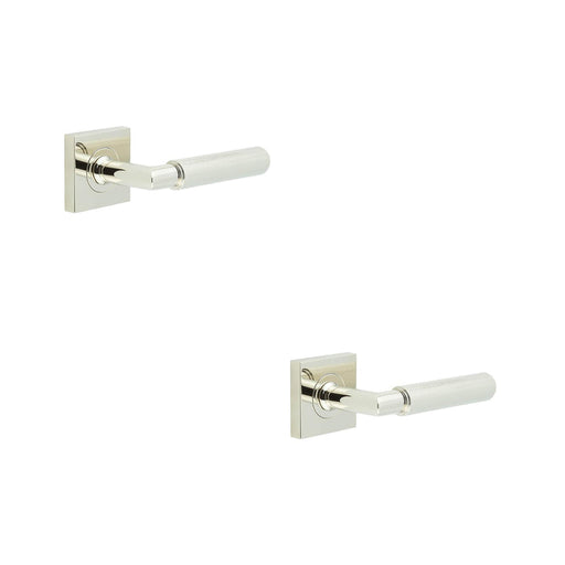 PACK Elegant Polished Nickel Door Handle Square Rose Solid Brass Interior Handle (5)