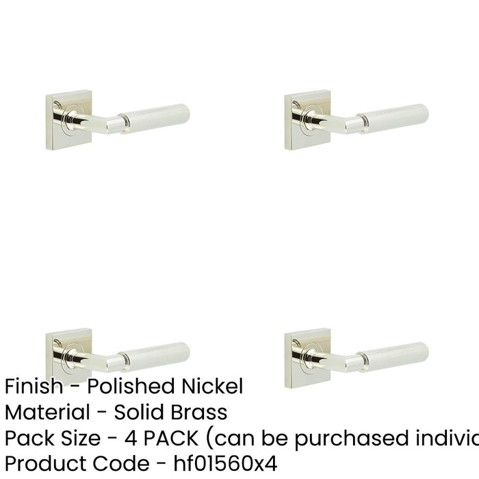 PACK Elegant Polished Nickel Door Handle Square Rose Solid Brass Interior Handle (2)-1