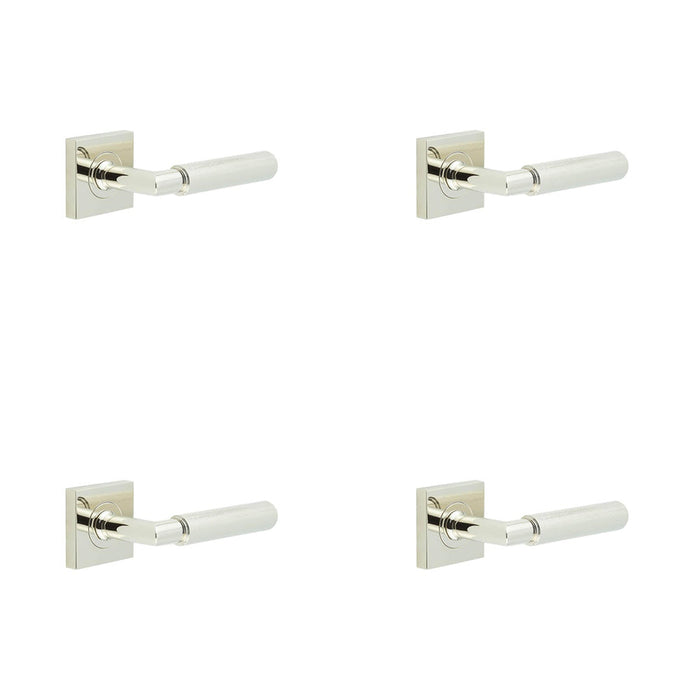 PACK Elegant Polished Nickel Door Handle Square Rose Solid Brass Interior Handle (2)